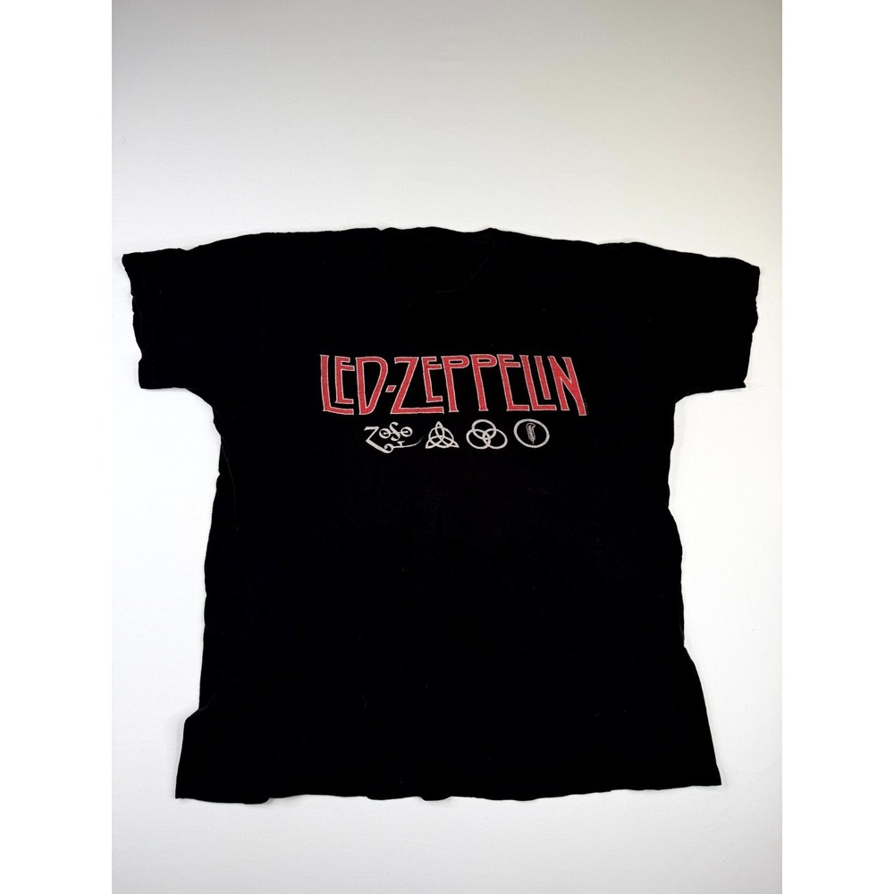 Led Zeppelin T Shirt Mens Black Graphic Spellout Logo Print Casual Everyday Wear